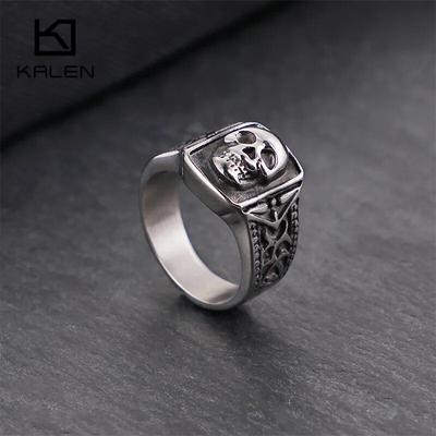 Punk  Skull Rings For Men Size #8-12 Stainless Steel Gothic Skull Biker Rings High Quality Halloween Jewelry