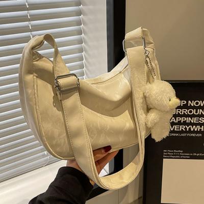 Large Capacity Bag Women's New Fashion Shoulder Messenger Bag Commuter Solid Color Tote Bag
