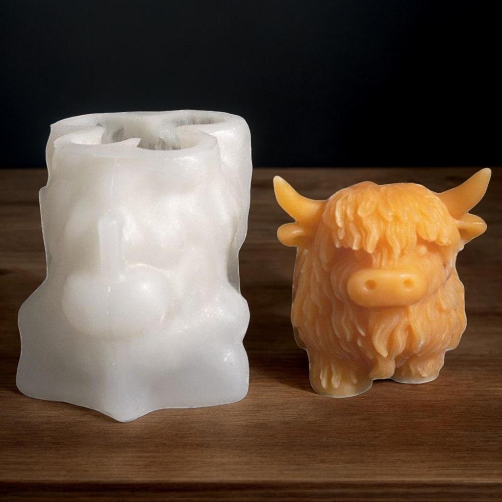 Kuh Silikonform 3D Silikonformen Lebensmittelqualität Hochlandkuh Form für Kuchen Snack Gelee Wachs Gummy Eis Backseife Süßigkeiten