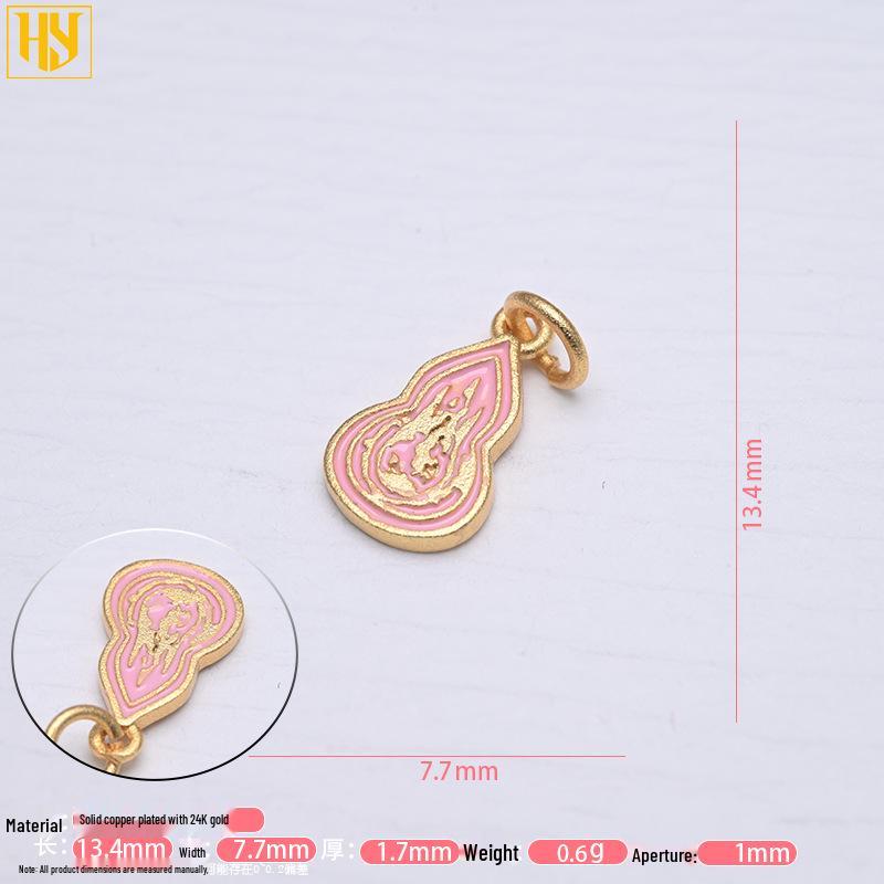 Copper-Plated 24k Gold Gourd Fulushou Fu Charm Pendant for DIY Jewelry