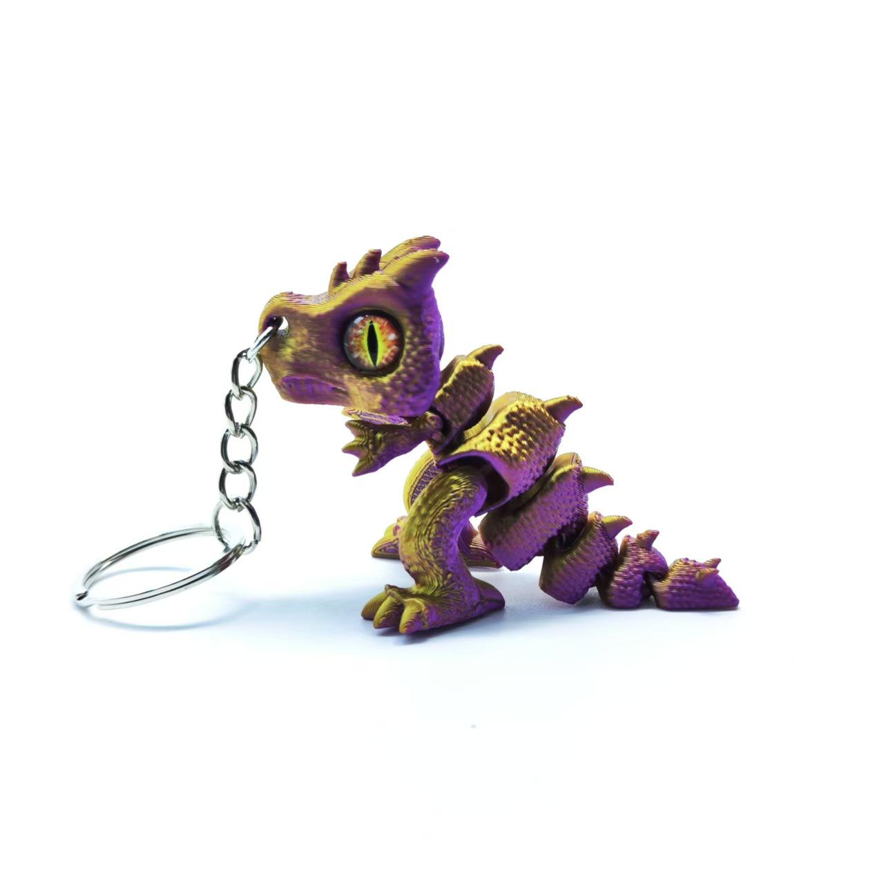 Movable Baby Dragon Keychain: 3D Printed Decompression Toy & Ornament Gift