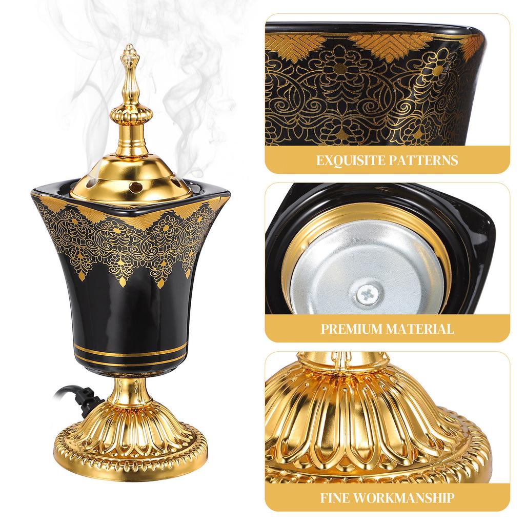 Retro Electric Incense Burner Metal Ceramic Construction Aromatherapy Air Purifier for Home Office Yoga Studio Decorative Censer