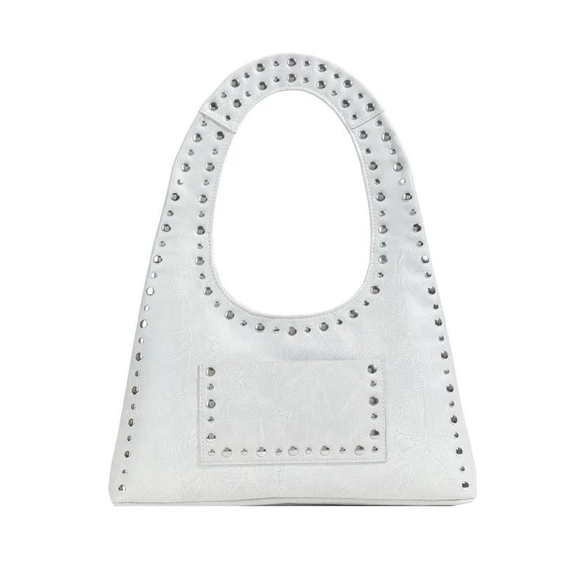 Vintage Rivet Shoulder Underarm Bag The United States Fashion Motorcycle Bag Large Capacity Fashion All-match Handbag Commute