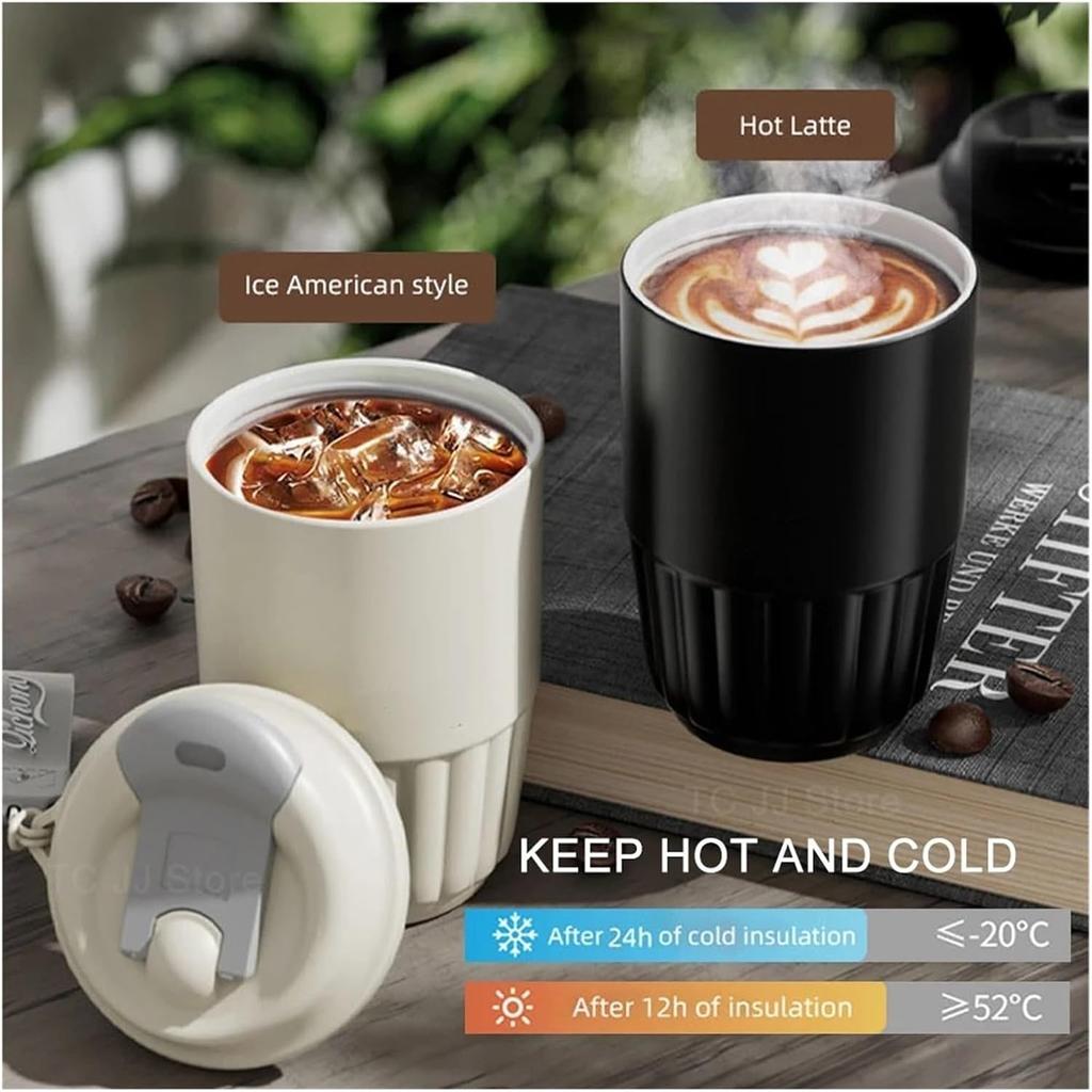 410ml Ceramic Liner Hot Water Bottle Coffee Cup Double Wall Stainless Steel Vacuum Insulated Hot Water Bottle for Coffee Thermal Mug Tumbler Gift