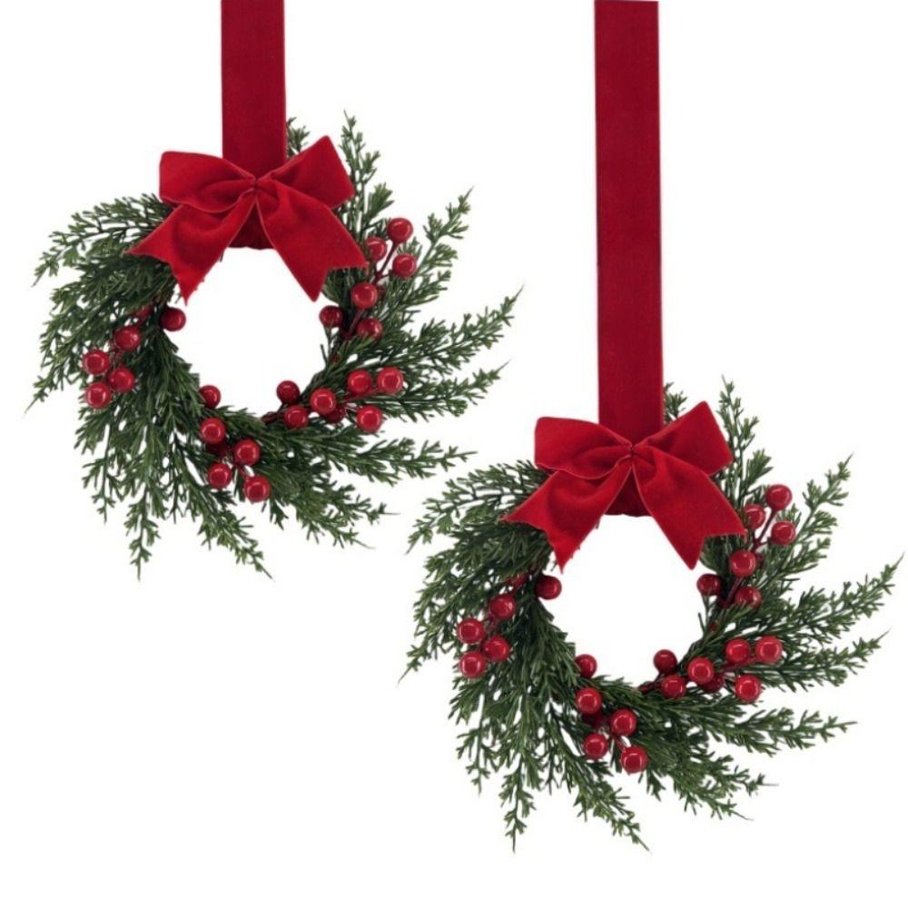New Pinecone Christmas Wreath Red Berry 3D Door Hanging Ornament Festive Artificial Artificial Garland Porch