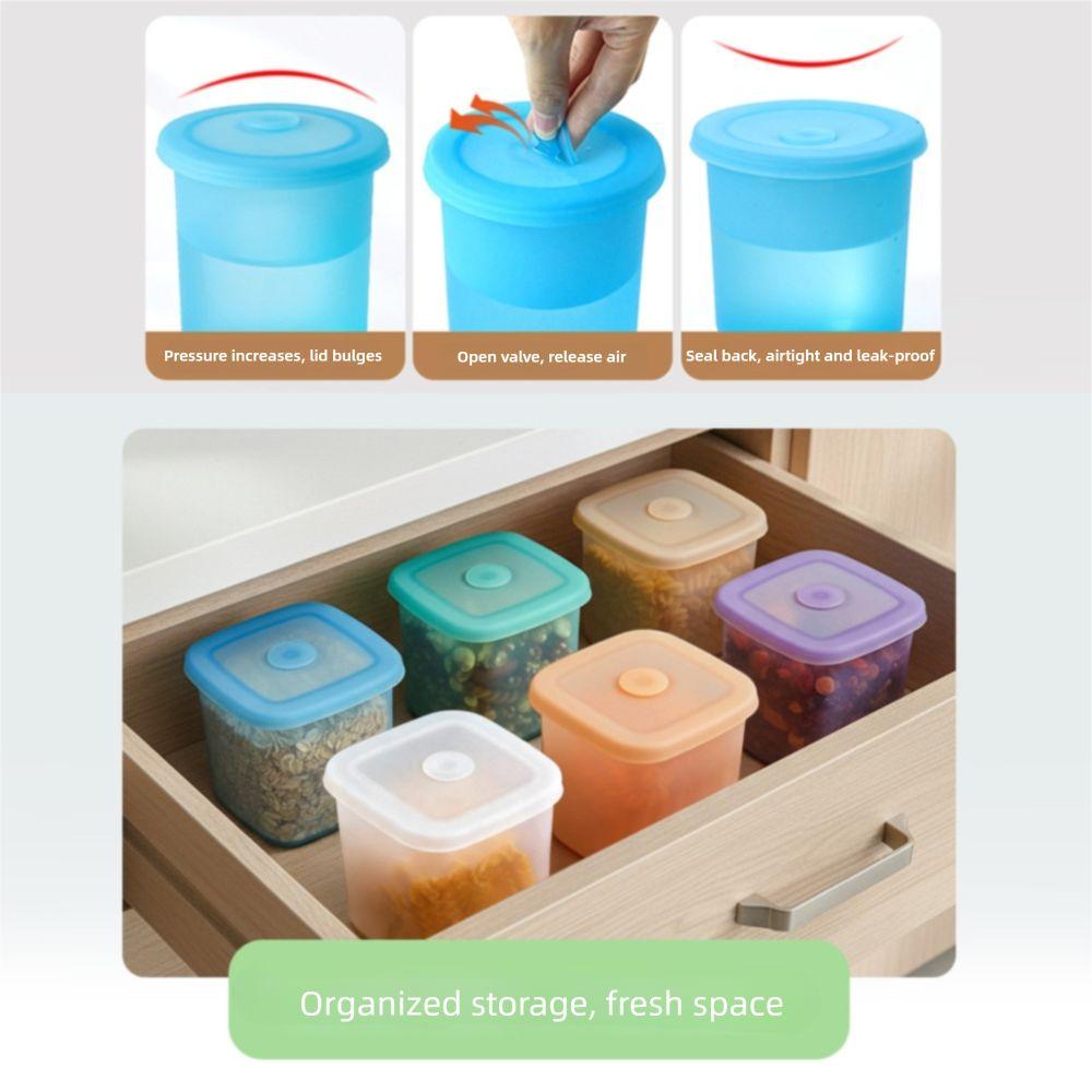 600/800/1000ml Silicone Storage Box White Blue Large Capacity Sealed Jars Food Grade Vacuum Preservation Sealed Tank