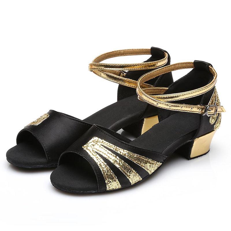 

Обувь для латинских танцев, женская атласная обувь на каблуке 3,5 см, обувь для бальных танцев для сальсы 30 чёрный