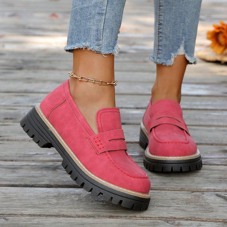 Damen Plateau-Loafer, Dicke Sohle, Runde Zehenpartie, Lässige Damenschuhe