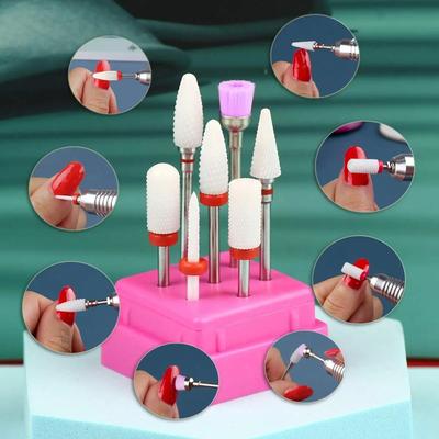 7PCS Combined Milling Cutters Set For Manicure, Ceramic Nail Drill Bits Kit Electric Removing Gel Polishing Tools