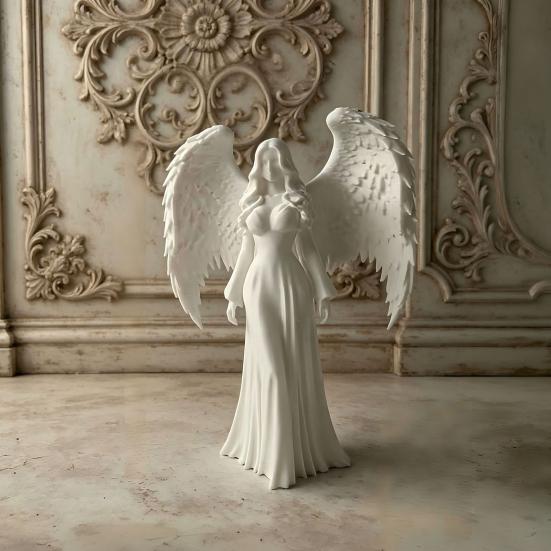 3D-gedruckte Engelsmädchen-Dekoration Weiße geflügelte Mädchenstatue Skulptur Heim-Büro Wohnzimmer Schreibtisch-Dekoration Ornament