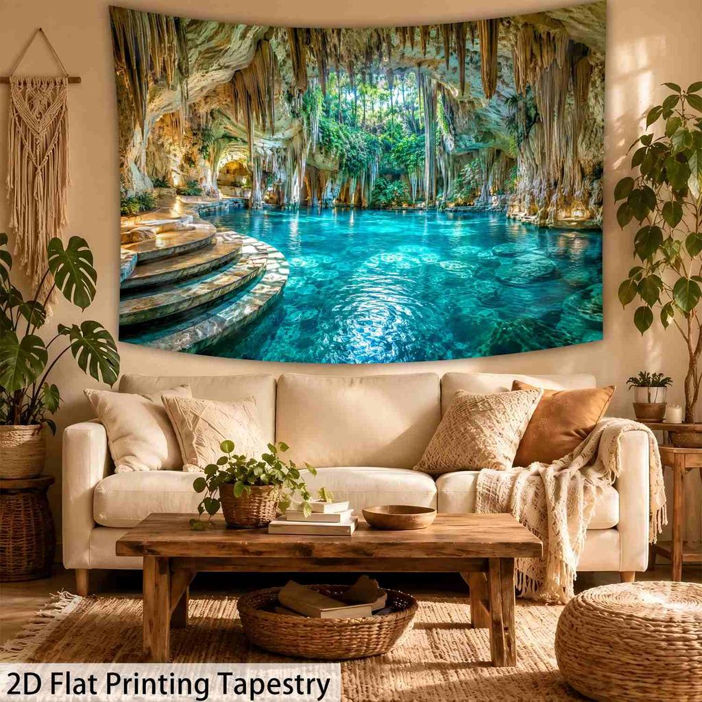 1Pc Stunning Limestone Cave Natural Tapestry Wall Hanging, Decorative Fabric Poster for Bedroom, Living Room, Dorm & Home Decor