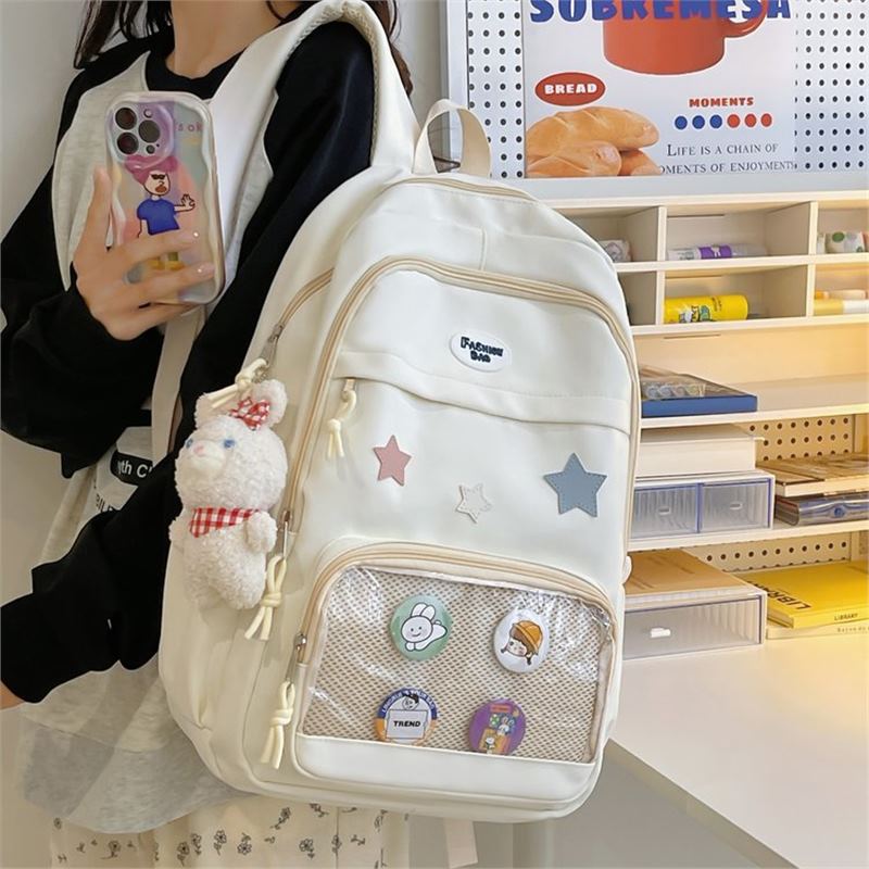 Schoolbag Japanese Ins Transparent Pain Bag Large Capacity Versatile College Girl Mini Backpack Cute Little School Bag