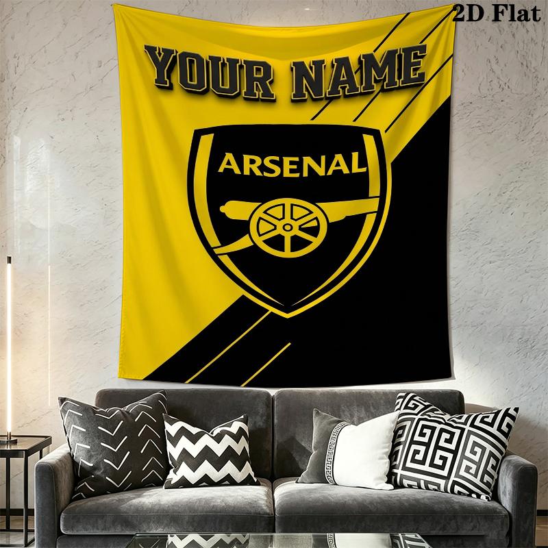 Custom Name Arsenal Wall Tapestry Aesthetic Wall Hanging Printed Fabric Blanket Decorative Tapestries for Bedroom Living Room Home Decor