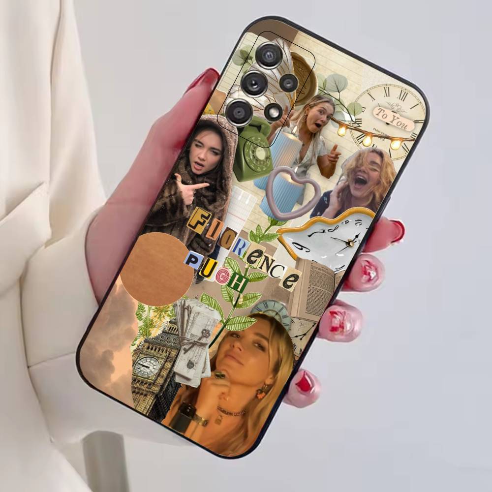 Actress F-Florence Pugh Phone Case For Samsung S25,S24,S21,S22,S23,S30,Ultra,S20,Plus,Fe,Soft Silicone Black Cover