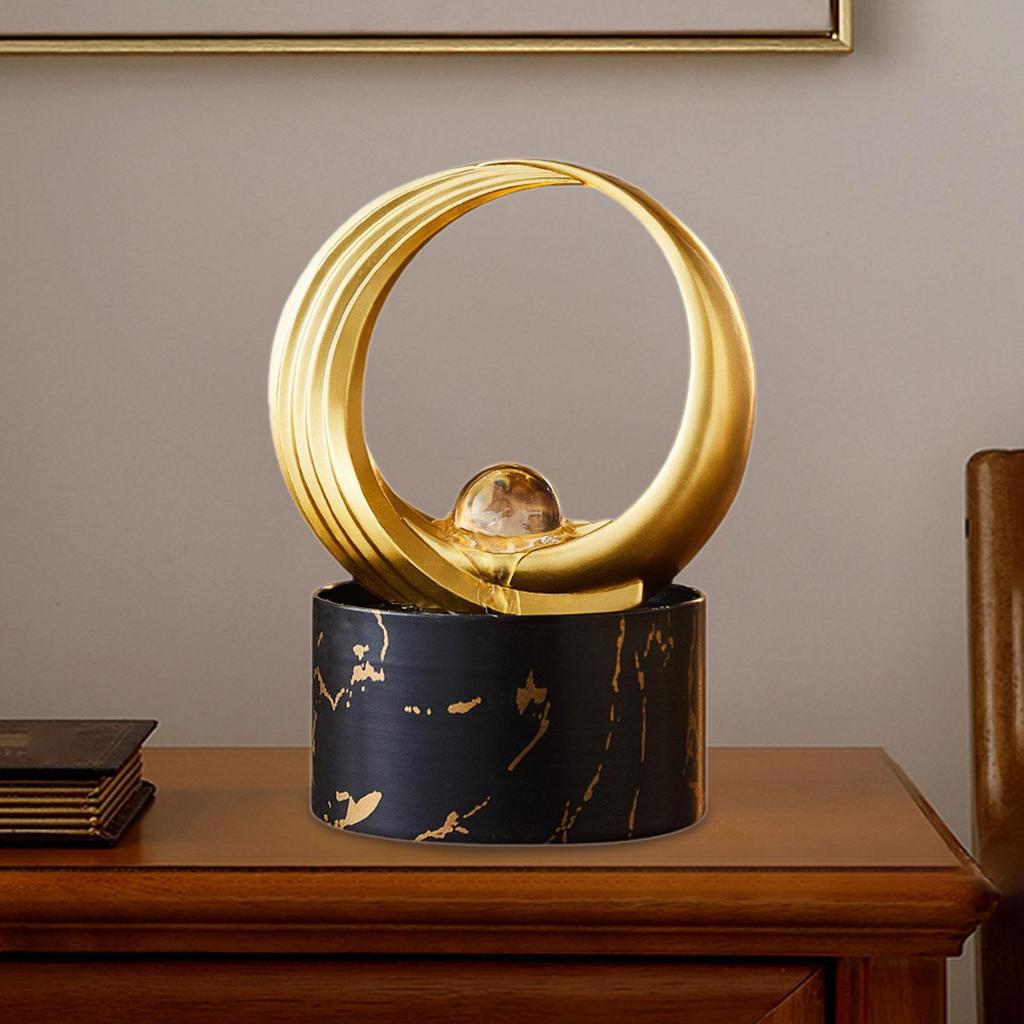 Tabletop Waterfall Statue Desk Flowing Water Sculpture Funny Resin with LED Figurine for Party