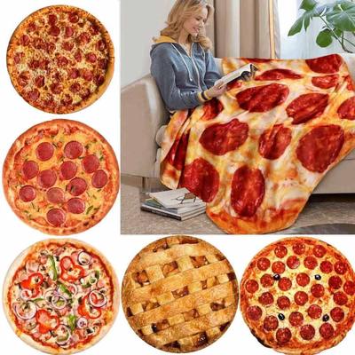 WOSTAR Warm Coral Fleece Tortilla Pizza Blanket Mexican Round Lavash Wool Sofa Plaid Winter Fluffy Plush Large Throw Blankets