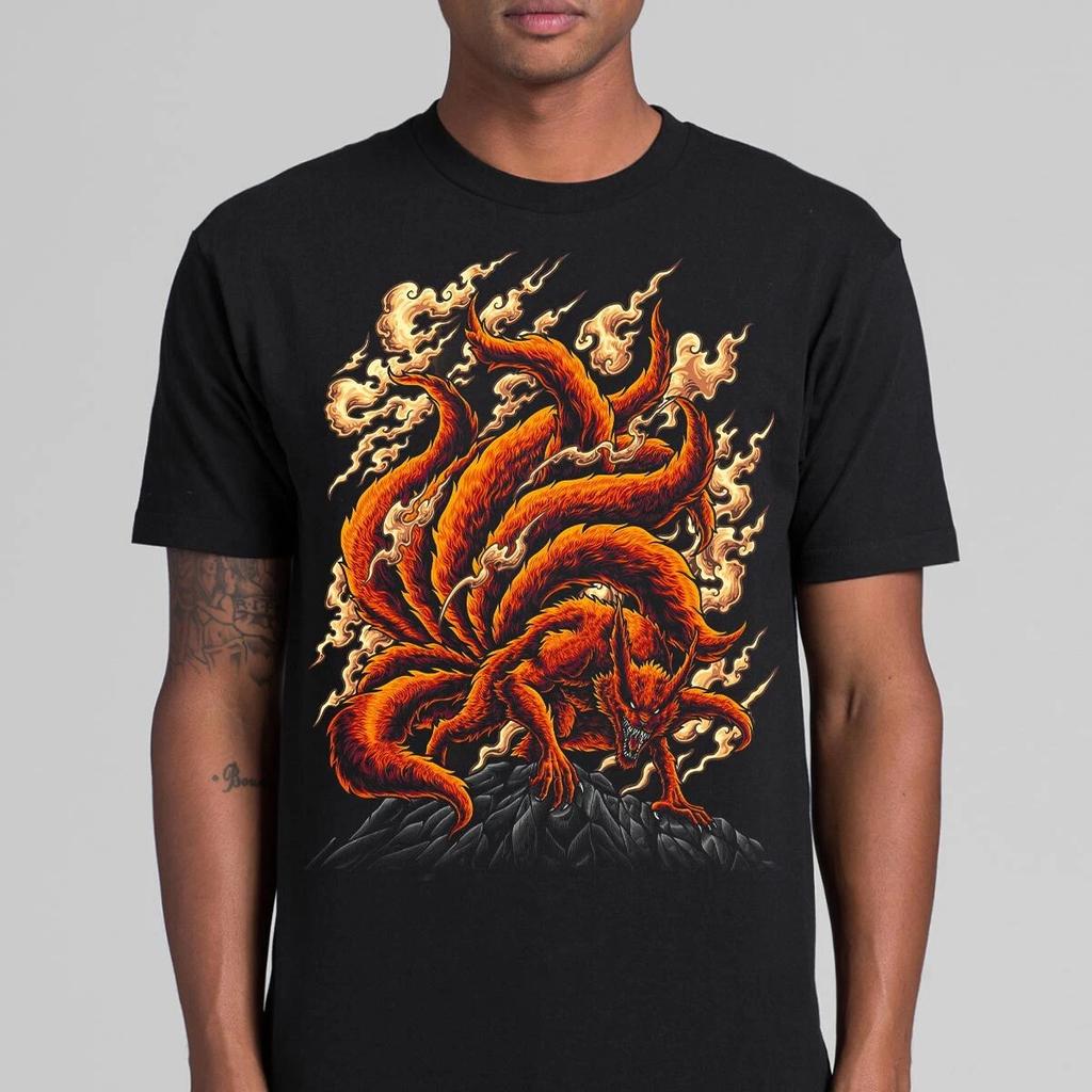 Summer Naruto Kurama Anime Oversize T-shirt Men Women Short Sleeve Casual Print Tee Cotton Unisex Streetwear Cosplay Clothing
