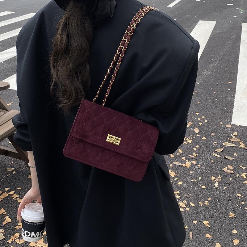 Premiumkedja liten fyrkantig väska dam höst och vinter ny mode diamant axelväska retro budbärarväska