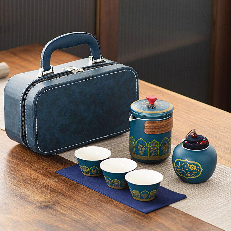 Chinese Tea Set Travel Tea Set Kung Fu Set,Teapot Set,Chinese Tea Sets, Travel Portable Bag, Outdoor,Hotel,Business