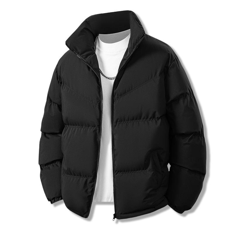 

Men s Trendy Windproof Cotton Jacket - Winter Stand Collar, Warm & Casual Outerwear L чорний