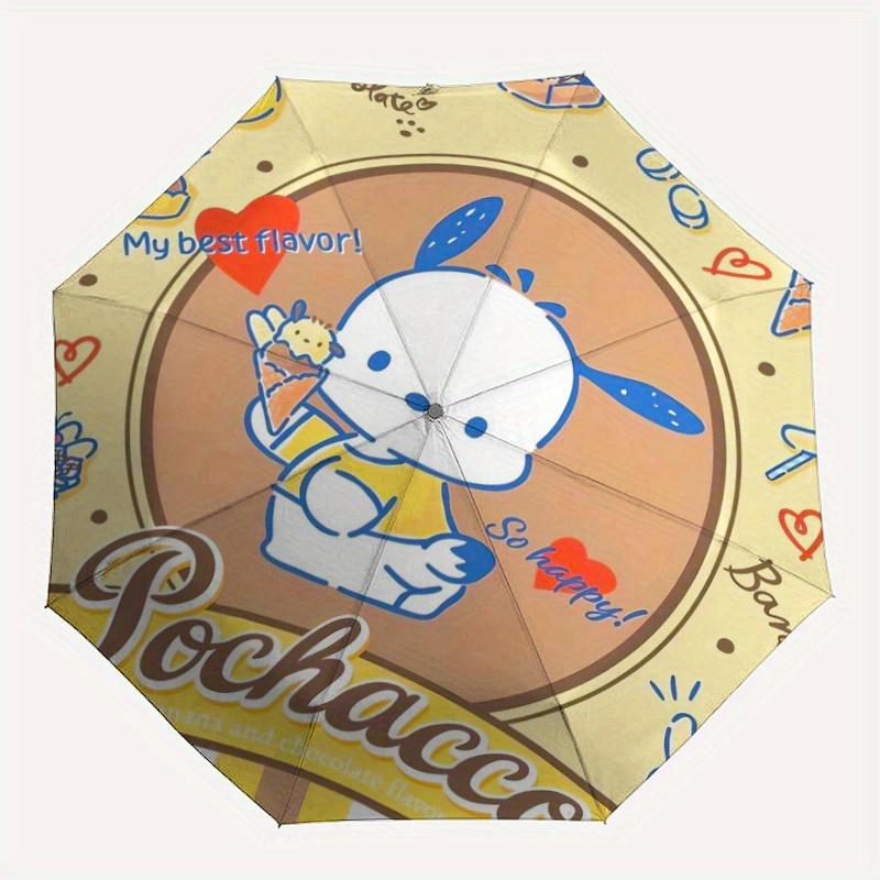 Pochacco & My Best Flavor Automatic 3-Fold Umbrella Design, Cute Cartoon Pattern, Portable Outdoor Umbrella, Perfect, Holiday Gift for Disney fans.Y07