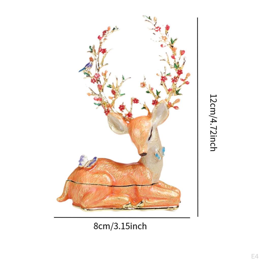 Elk Trinket Box Enameled Jewelry Decoration Good Creative Animal Figurine Decorative