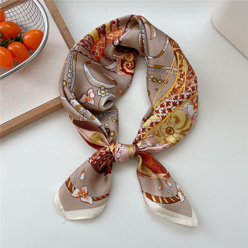 70*70cm New Luxury Square Scarf Silk Scarves Women Neck Hair Tie Band Hijab Kerchief Head Headband Smooth Bandana Female Foulard