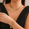 New Trendy Multilayer Water Drop Tassel Necklace Bracelet Set for Women Design Sense Gold Color Chain Jewelry Y2k Accessories