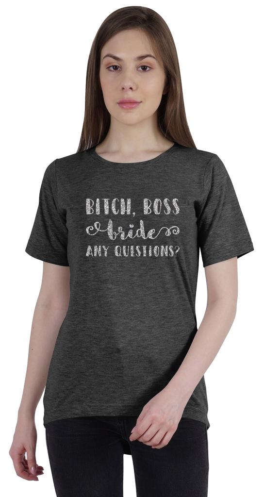 Inkdotpot Bitch,Boss Bride Any Question  Shirt Bride Bachelorette Party Shirts Bridal T-Shirt Wedding