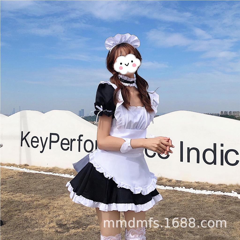 Fate sky, spring sun, wild sky, cute dome girl maid, loli cute cospaly clothing, black and white animation clothing