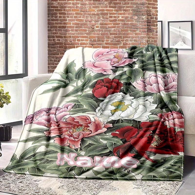 Peony Customize Outdoor Your Name Blanket Used For Chair Office Sofa Bed Camping Soft And Warm Giving Friends And Relatives Birthday Graduation Gift
