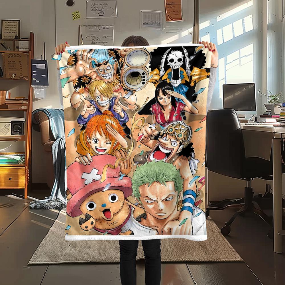 One Piece Character Print Flannel Blanket,High Quality Comfortable for All Seasons,Home Decor,Warmth and Comfort,Perfect for Christmas Gifts