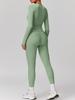 Elastic Brushed Yoga Set: Quick-Dry Fitness Wear with Long-Sleeve Top and Running Pants, Perfect for Spring/Autumn.