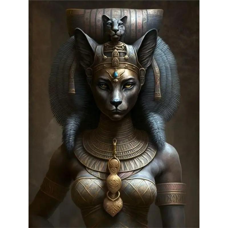 Stampe Poster Antiche Egizie di Bastet per Soggiorno Decorazioni per la Casa Mitologia Egizia Bastet Dea Gatto Pittura su Tela Arte da Parete