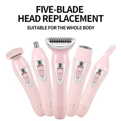 Wiederaufladbarer 5-in-1 Damen-Haarentferner - Multifunktionaler Trimmer für Nase, Augenbrauen und Koteletten