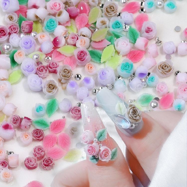 3D Flower Leaf Nails Art Charms Rose Flower Nail Charms for DIY Jewelry Making