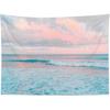 LB Ocean Pink Sky Tapestry, Teal Sea Ocean with Pink Cloud Wall Tapestry for Bedroom, Pastel Nature Landscape Wall Hanging Tapestry Wall Art for