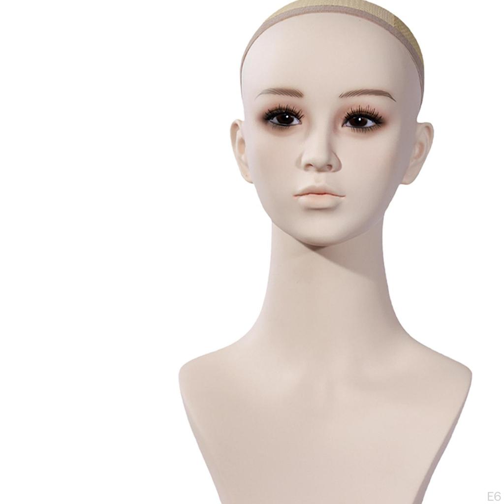 Female Manikin Head Display Stand Hat Rack Holder for Hairpieces Necklace