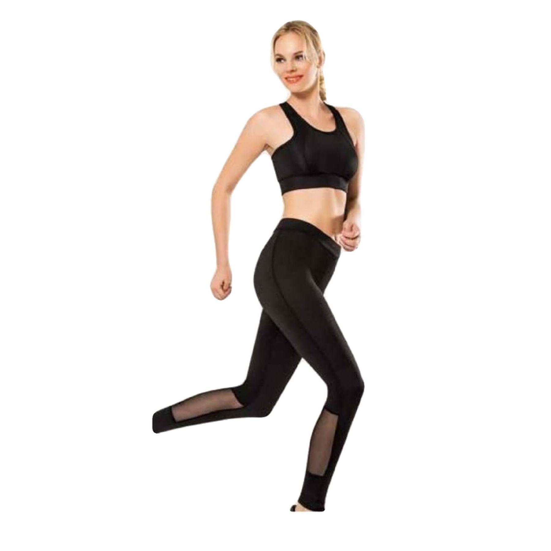 

4079 Женские прозрачные детализированные спортивные длинные женские леггинсы Женские колготки S-M чёрный