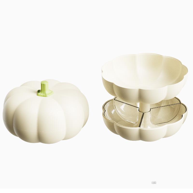 

1 PCS Pumpkin Compartmented Fruit Tray 360 Degree Rotating Stackable Fruit Tray Home New Year Halloween Candy Box
