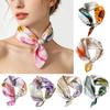 Lightweight Silk Scarf Soft Printed Neck Scarf Accessory Pearl Buckle Scarf  Female