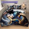 3pcs Two Dragons One Earth Printed Duvet Cover Set (1 * Cover+2 * Pillowcase, Without Core), Suitable for Home Bedroom, Guest Room, Dormitory Dec