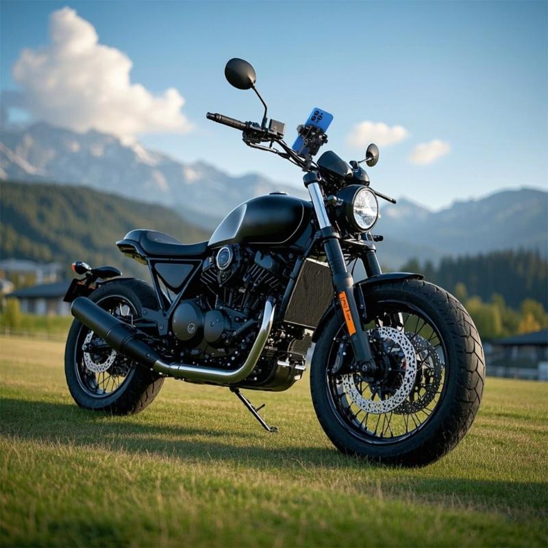 Motorcycle Phone Mount Holder Motorcycle Cellphone Mount, Bike Phone Handlebar Clamp with Anti Theft Lock