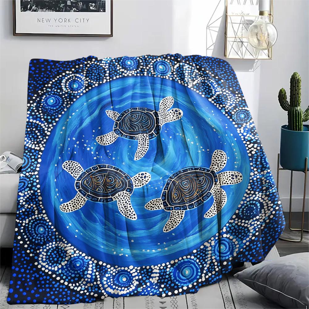 Tortoise Print Flannel Blanket, High quality Comfortable for All Seasons, Home Decor, Warmth and Comfort, Perfect for Christmas Gifts