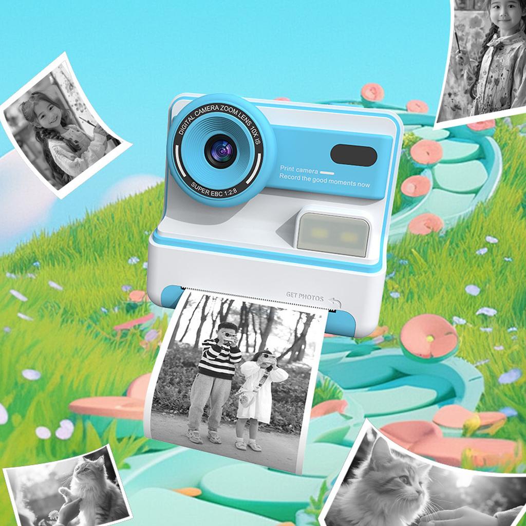 Print Camera 1080P HD 48MP Dual Lens 2.4 Inch   Screen Photo Video Camera 16X Digital Zoom Flash Timing Function