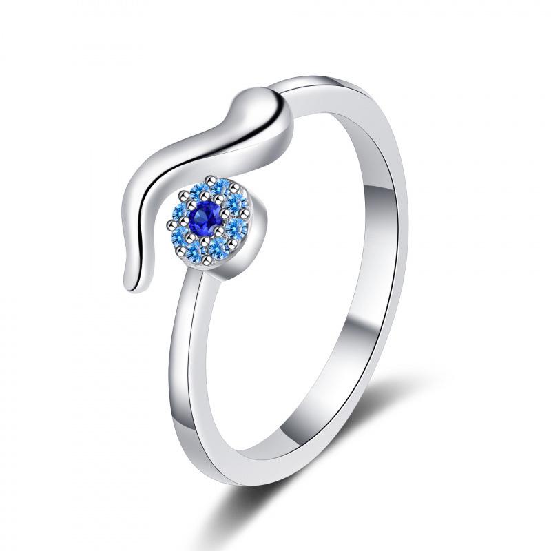 Fashionable Evil Eye Zirconia Open Ring for Women Adjustable Open