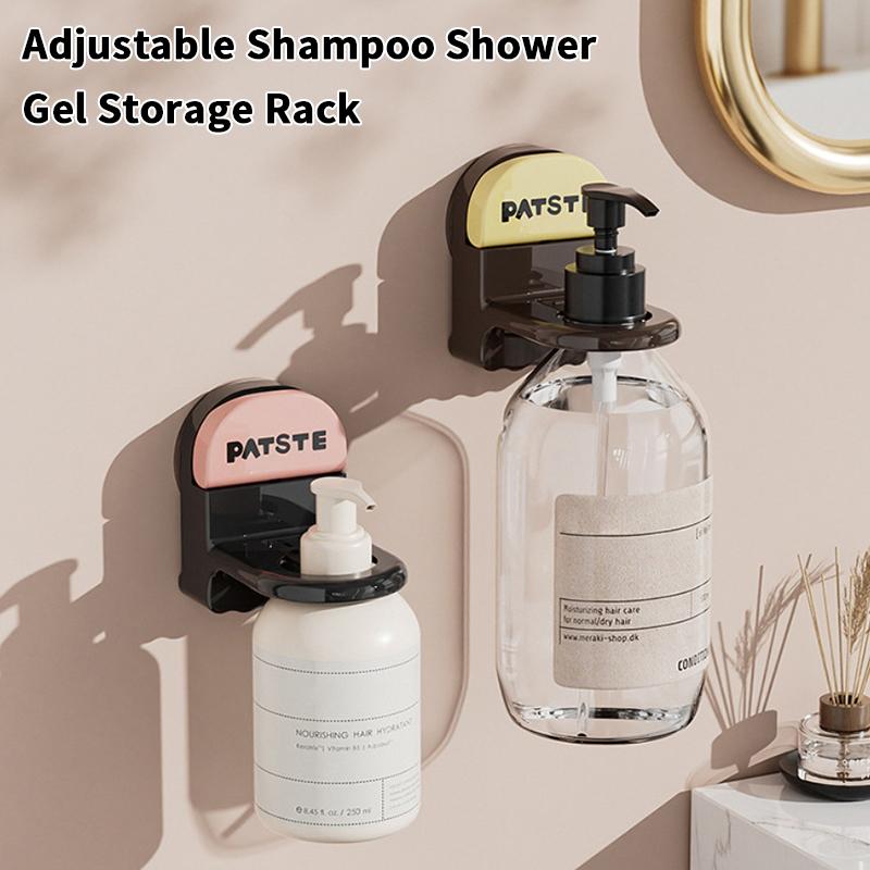 Adjustable Shower Bottle Rack Wall Mounted Suction Cup Shampoo Bottle Plastic Holder Hand Soap Dispenser Hook Free Punching