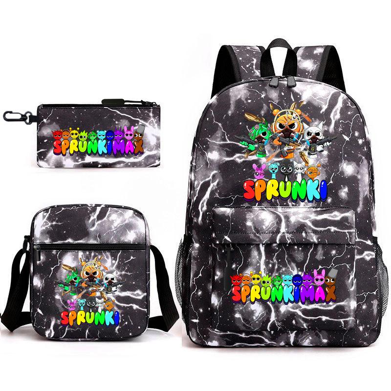 Rhythm Box Game Merchandise Schoolbag Sprunki Cartoon Starry Sky Backpack Satchel Three-Piece Set three-piece set