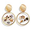 Woman Fashion Retro Shells Geometric Irregular Square Pendant Earrings