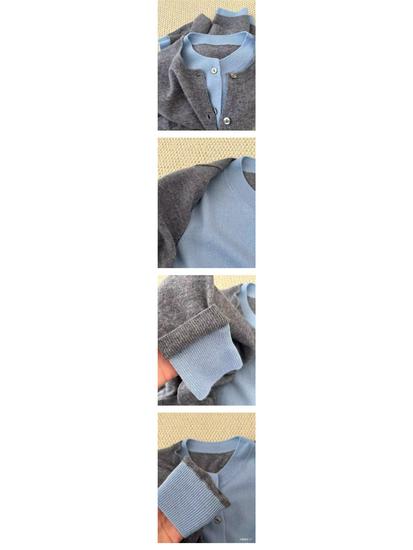 Women's Loose Fake Two-Piece Knitted Cardigan & Pullover - Spring/Autumn